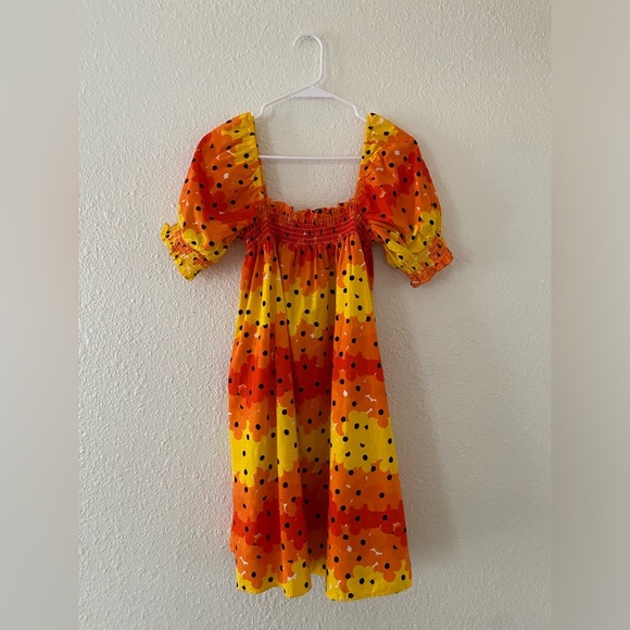 Urban Outfitters Yellow/Orange Floral Puff Sleeve Babydoll mini Dress XS - Picture 3 of 8
